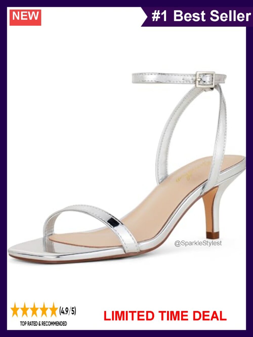 Faux Leather Kitten Heel Strappy Open Toe Sandals